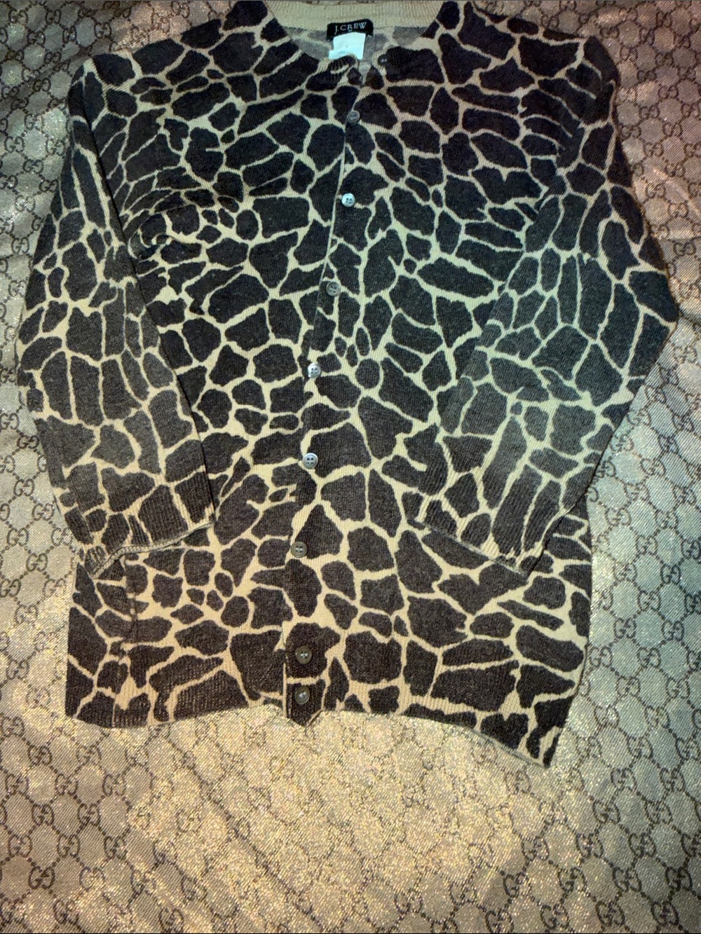 J. Crew Giraffe-Print Cardigan in Taupe and Chocolate